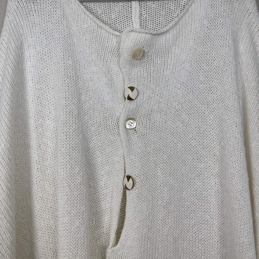 Eskandar Cardigan Sweater Cotton Linen Oversized Knit OS Ivory Cream‎ Lagenlook - Picture 4 of 13